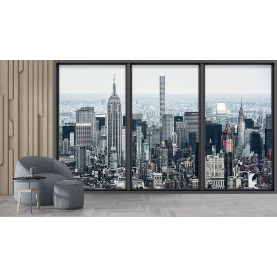 Optical Illusion Panoramic Bay Window Wall Mural / Wallpaper - New York