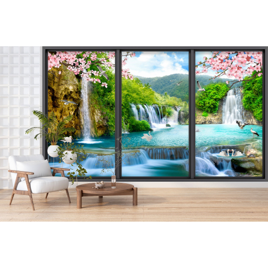 Optical Illusion Panoramic Bay Window Wall Mural / Wallpaper - Paradise corner