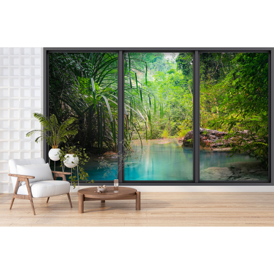 Optical Illusion Panoramic Bay Window Wall Mural / Wallpaper - Paradise corner