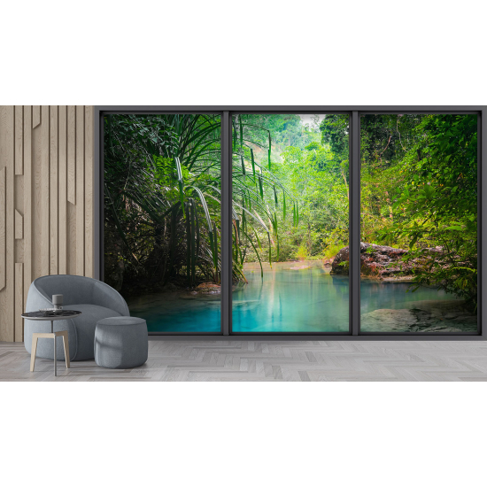 Optical Illusion Panoramic Bay Window Wall Mural / Wallpaper - Paradise corner