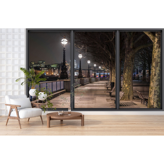 Optical Illusion Panoramic Bay Window Wall Mural / Wallpaper - Paris