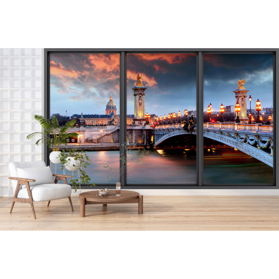 Optical Illusion Panoramic Bay Window Wall Mural / Wallpaper - Paris