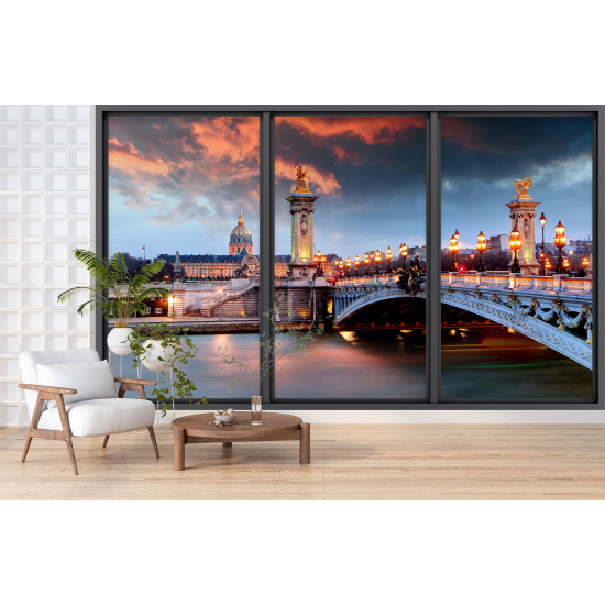 Optical Illusion Panoramic Bay Window Wall Mural / Wallpaper - Paris