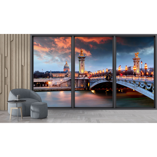 Optical Illusion Panoramic Bay Window Wall Mural / Wallpaper - Paris