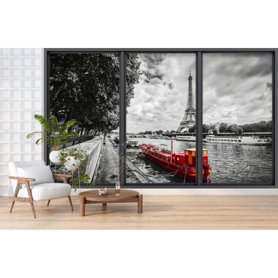 Optical Illusion Panoramic Bay Window Wall Mural / Wallpaper - Paris