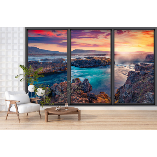 Optical Illusion Panoramic Bay Window Wall Mural / Wallpaper - Sea view