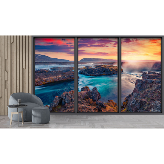 Optical Illusion Panoramic Bay Window Wall Mural / Wallpaper - Sea view