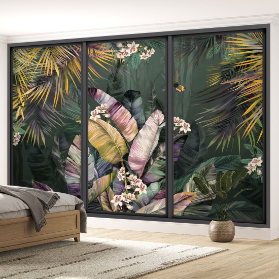 Optical Illusion Panoramic Bay Window Wall Mural / Wallpaper - Tropical forest