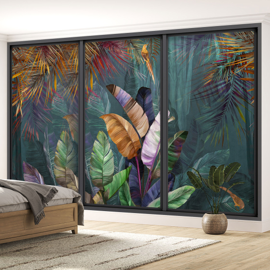 Optical Illusion Panoramic Bay Window Wall Mural / Wallpaper - Tropical forest