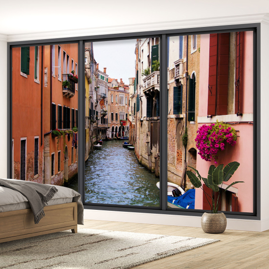 Optical Illusion Panoramic Bay Window Wall Mural / Wallpaper - Venice