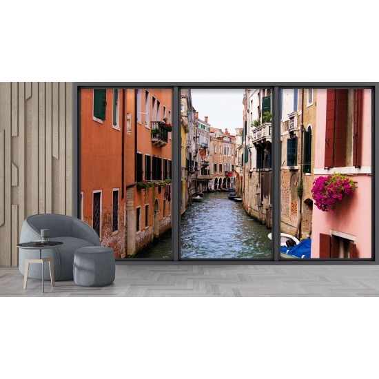 Optical Illusion Panoramic Bay Window Wall Mural / Wallpaper - Venice