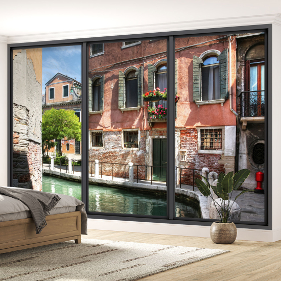 Optical Illusion Panoramic Bay Window Wall Mural / Wallpaper - Venice