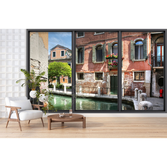 Optical Illusion Panoramic Bay Window Wall Mural / Wallpaper - Venice