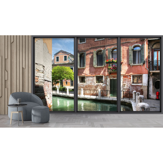 Optical Illusion Panoramic Bay Window Wall Mural / Wallpaper - Venice