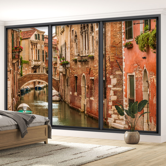 Optical Illusion Panoramic Bay Window Wall Mural / Wallpaper - Venice