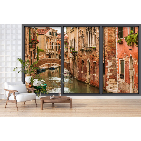 Optical Illusion Panoramic Bay Window Wall Mural / Wallpaper - Venice