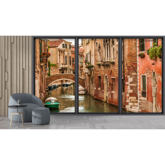 Optical Illusion Panoramic Bay Window Wall Mural / Wallpaper - Venice