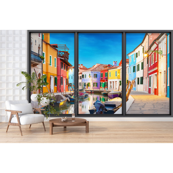 Optical Illusion Panoramic Bay Window Wall Mural / Wallpaper - Venice