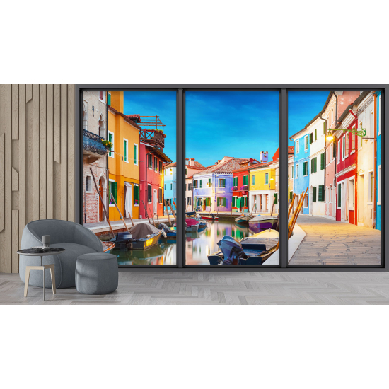 Optical Illusion Panoramic Bay Window Wall Mural / Wallpaper - Venice