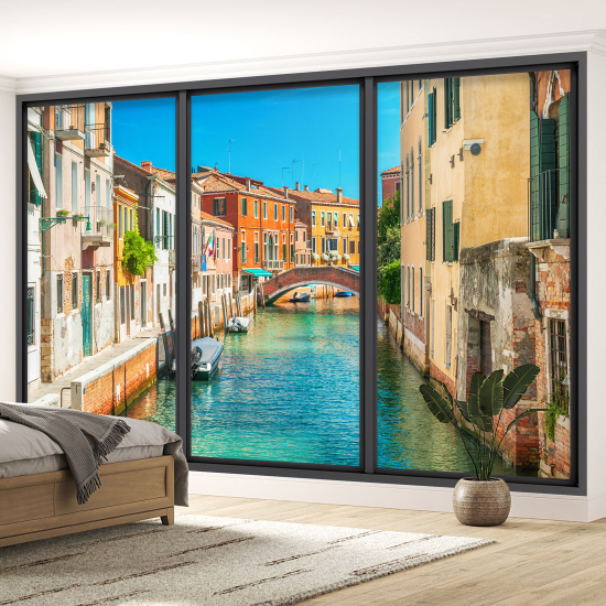 Optical Illusion Panoramic Bay Window Wall Mural / Wallpaper - Venice