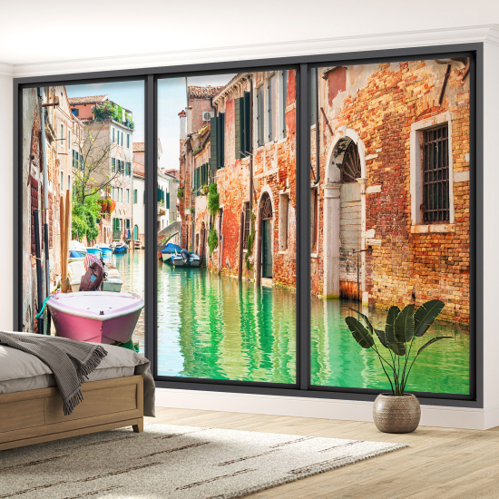 Optical Illusion Panoramic Bay Window Wall Mural / Wallpaper - Venice