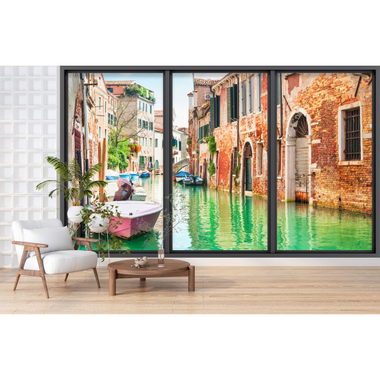 Optical Illusion Panoramic Bay Window Wall Mural / Wallpaper - Venice