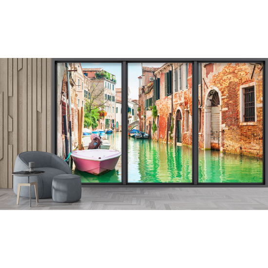 Optical Illusion Panoramic Bay Window Wall Mural / Wallpaper - Venice