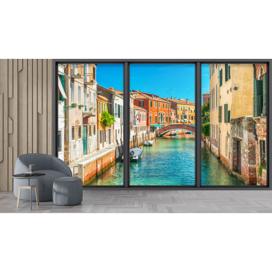 Optical Illusion Panoramic Bay Window Wall Mural / Wallpaper - Venice