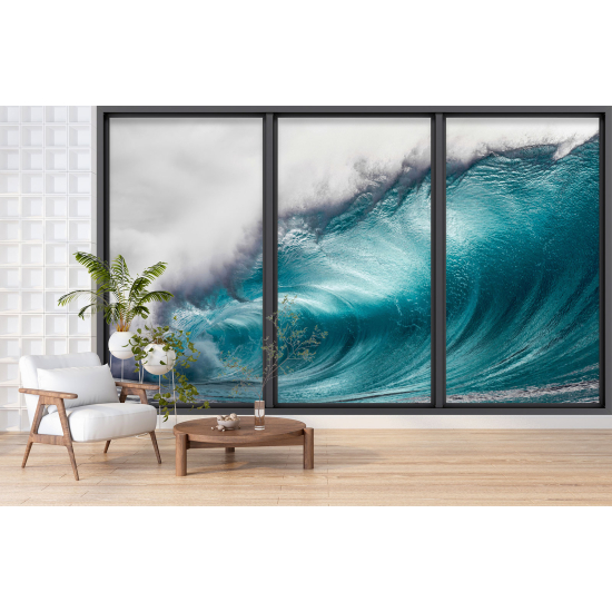 Optical Illusion Panoramic Bay Window Wall Mural / Wallpaper - Wave