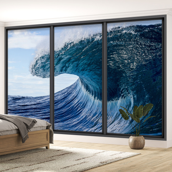 Optical Illusion Panoramic Bay Window Wall Mural / Wallpaper - Wave