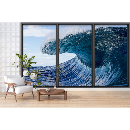 Optical Illusion Panoramic Bay Window Wall Mural / Wallpaper - Wave