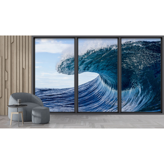 Optical Illusion Panoramic Bay Window Wall Mural / Wallpaper - Wave