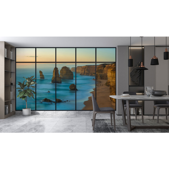 Optical Illusion Panoramic Window Wall Mural / Wallpaper - Cliffs