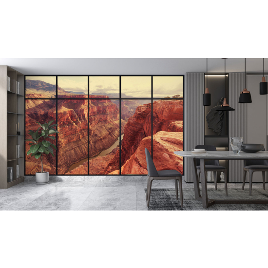 Optical Illusion Panoramic Window Wall Mural / Wallpaper - Grand Canyon