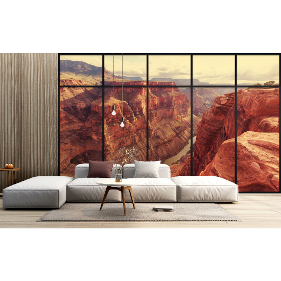 Optical Illusion Panoramic Window Wall Mural / Wallpaper - Grand Canyon