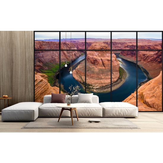 Optical Illusion Panoramic Window Wall Mural / Wallpaper - Grand Canyon