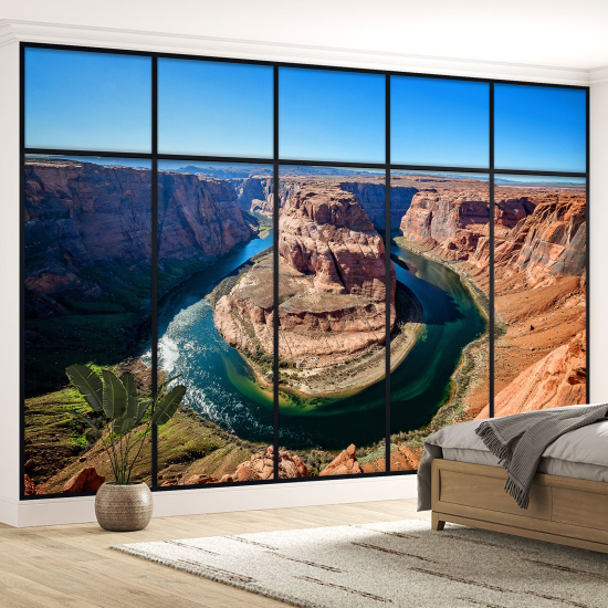 Optical Illusion Panoramic Window Wall Mural / Wallpaper - Grand Canyon