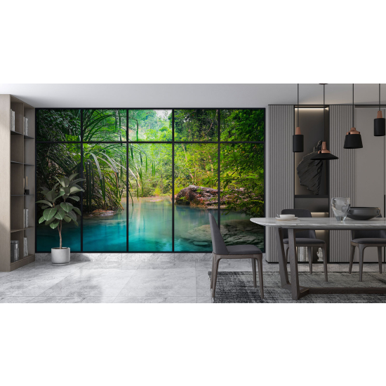 Optical Illusion Panoramic Window Wall Mural / Wallpaper - Heavenly River