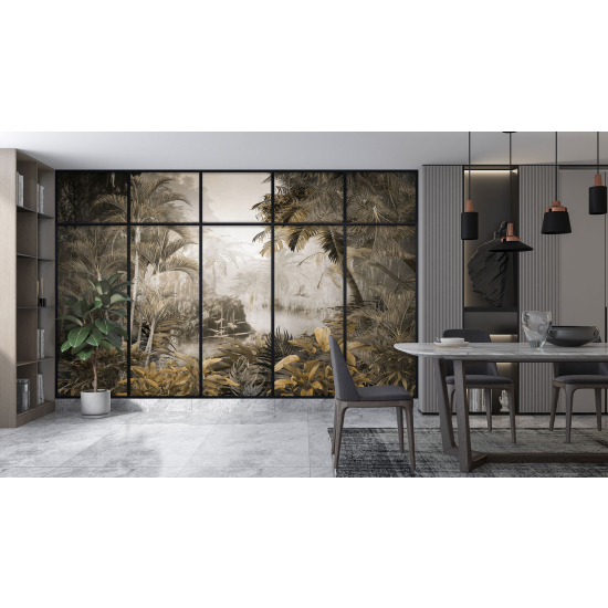 Optical Illusion Panoramic Window Wall Mural / Wallpaper - Jungle