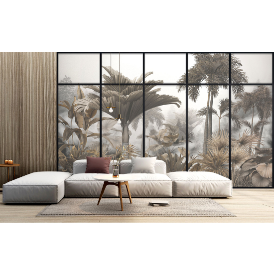 Optical Illusion Panoramic Window Wall Mural / Wallpaper - Jungle