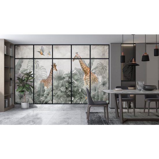 Optical Illusion Panoramic Window Wall Mural / Wallpaper - Jungle