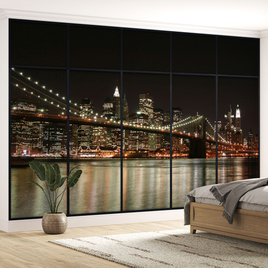 Optical Illusion Panoramic Window Wall Mural / Wallpaper - New York