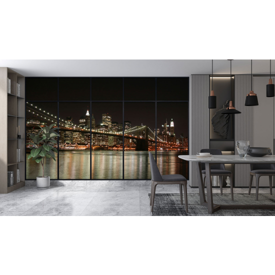 Optical Illusion Panoramic Window Wall Mural / Wallpaper - New York