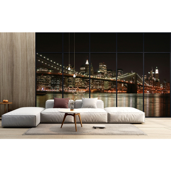 Optical Illusion Panoramic Window Wall Mural / Wallpaper - New York