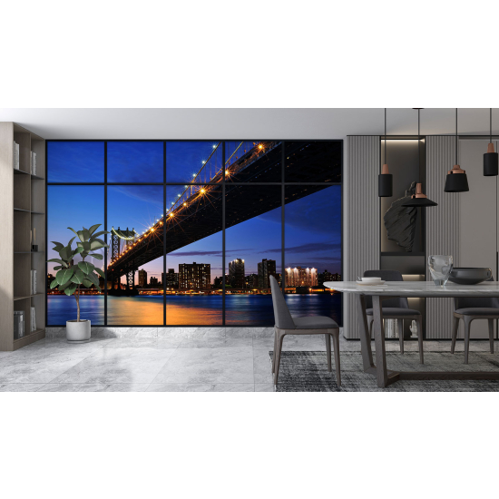 Optical Illusion Panoramic Window Wall Mural / Wallpaper - New York