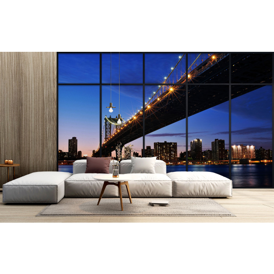 Optical Illusion Panoramic Window Wall Mural / Wallpaper - New York