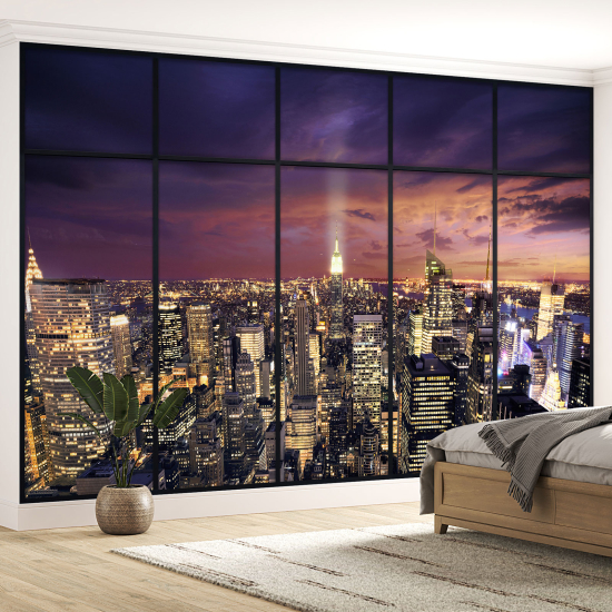 Optical Illusion Panoramic Window Wall Mural / Wallpaper - New York