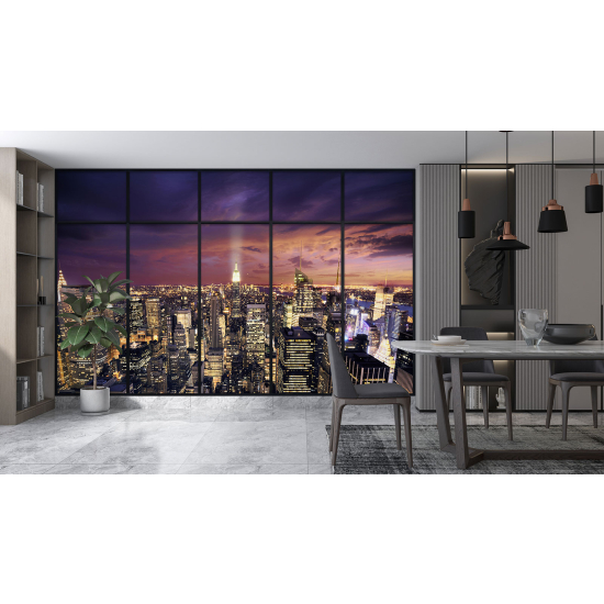 Optical Illusion Panoramic Window Wall Mural / Wallpaper - New York