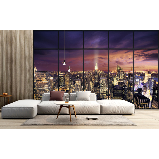 Optical Illusion Panoramic Window Wall Mural / Wallpaper - New York