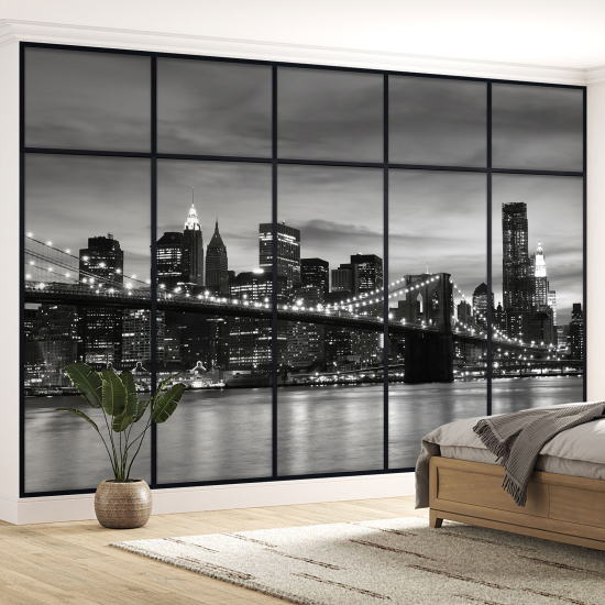 Optical Illusion Panoramic Window Wall Mural / Wallpaper - New York